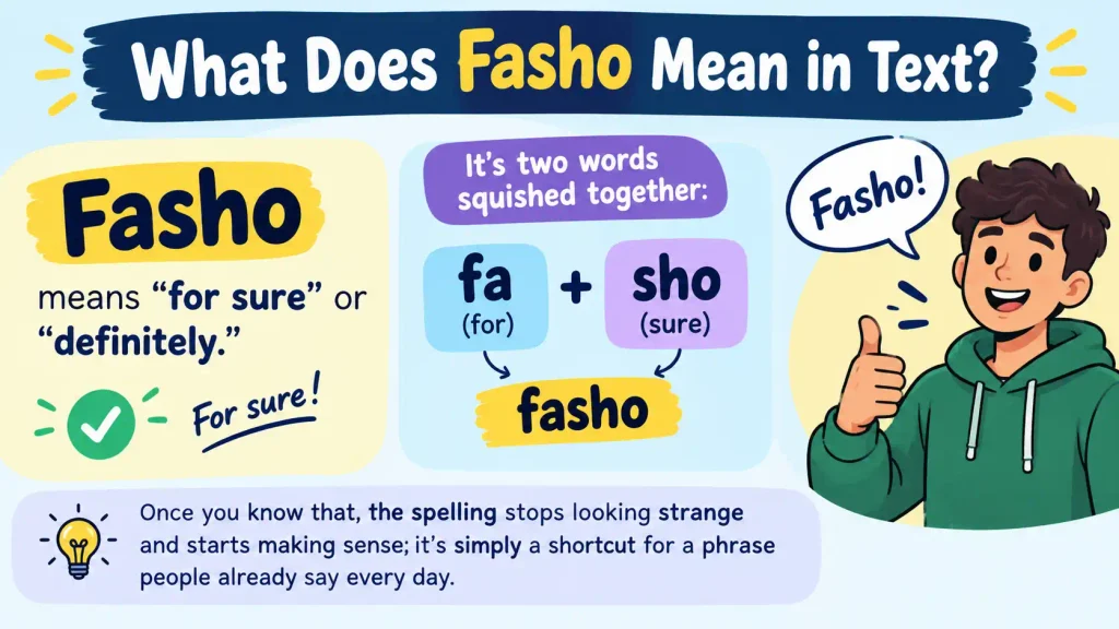 Fasho Meaning in Text